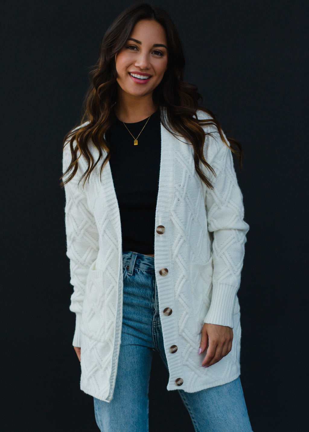 White Button Up Cardigan