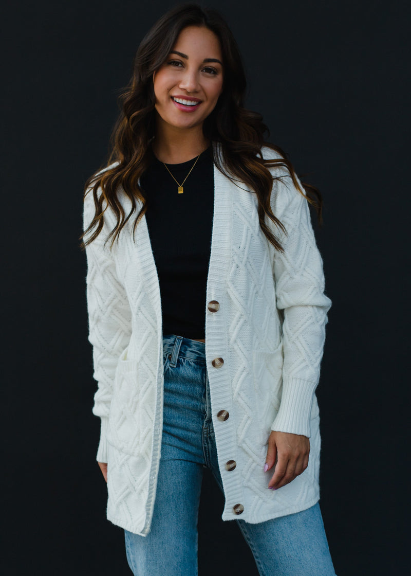 White Button Up Cardigan