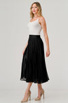 Elastic Waist Pleated Skirt (Black)