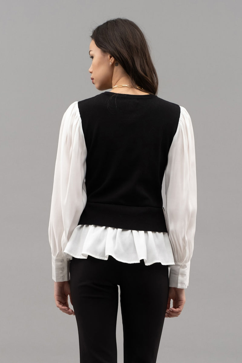 Layered Round Neck Sweater Vest