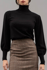 Bubble Sleeve Turtle Neck (Black)