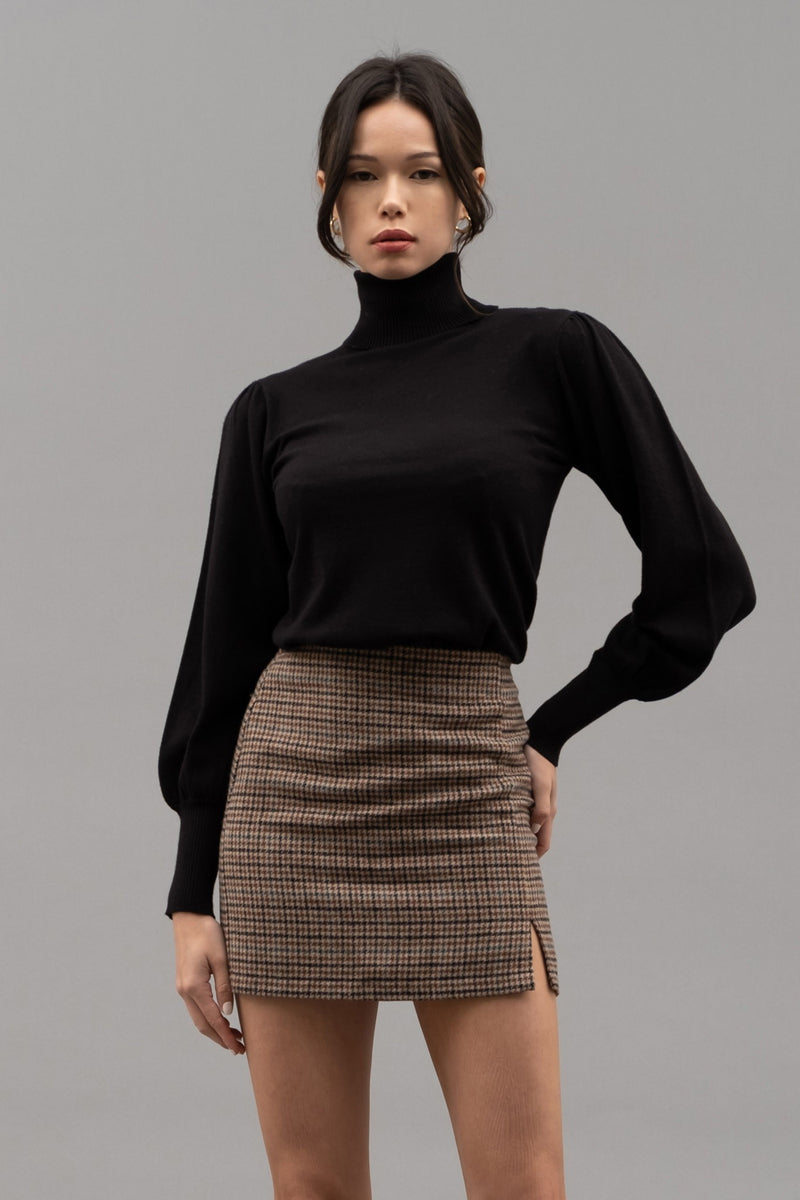 Bubble Sleeve Turtle Neck (Black)