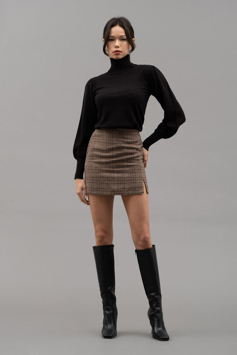 Bubble Sleeve Turtle Neck (Black)