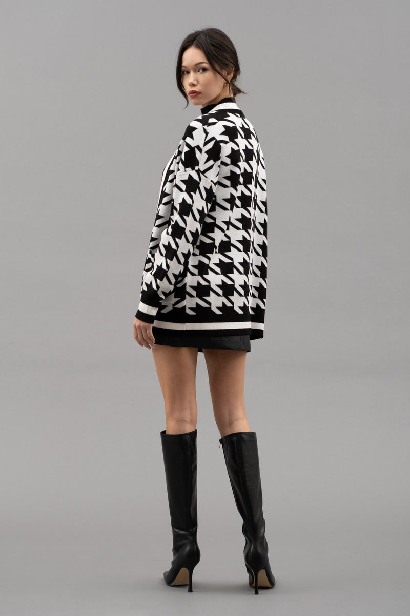Houndstooth Knit Cardigan