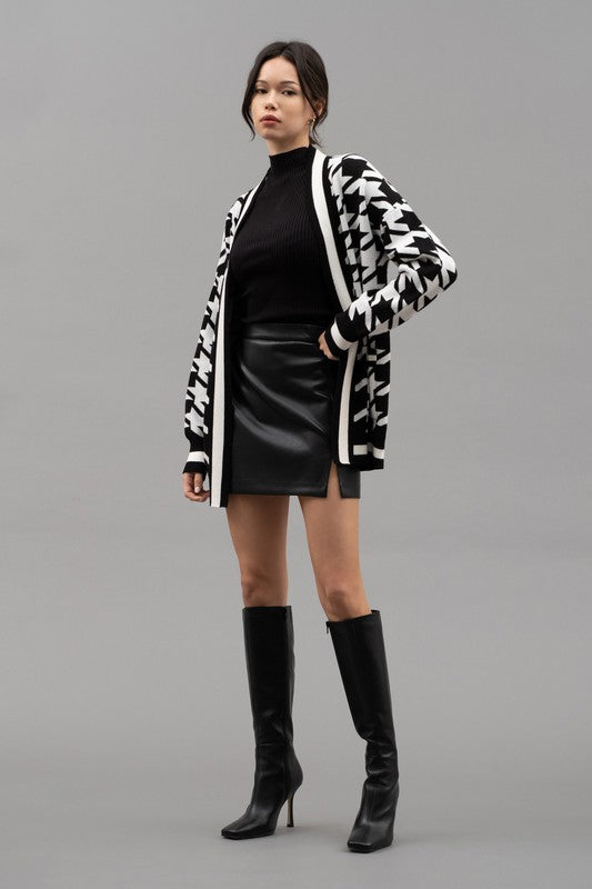Houndstooth Knit Cardigan