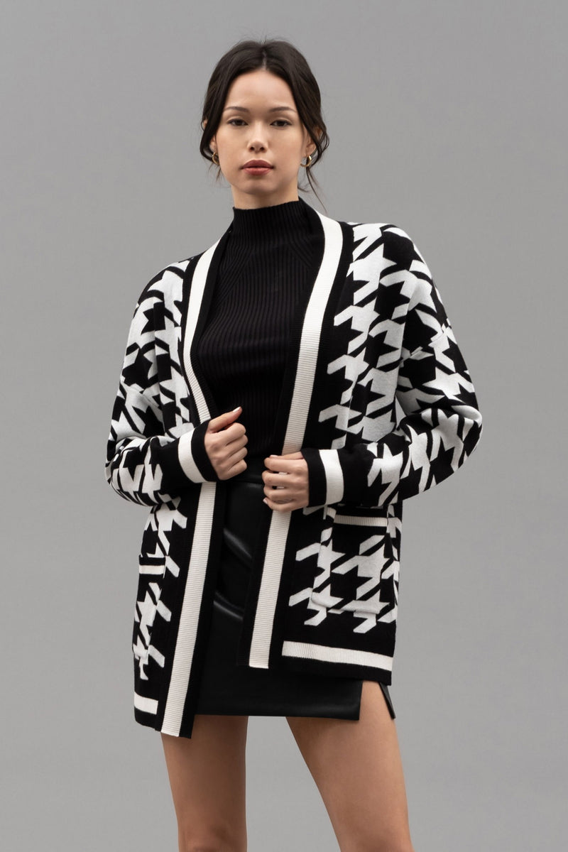 Houndstooth Knit Cardigan