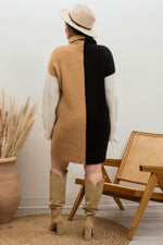 Braided Sleeve Color Block Sweater Dress (Plus Size)