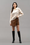 Striped Shawl Collar Knit Sweater