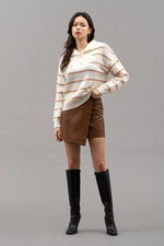 Striped Shawl Collar Knit Sweater