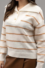 Striped Shawl Collar Knit Sweater