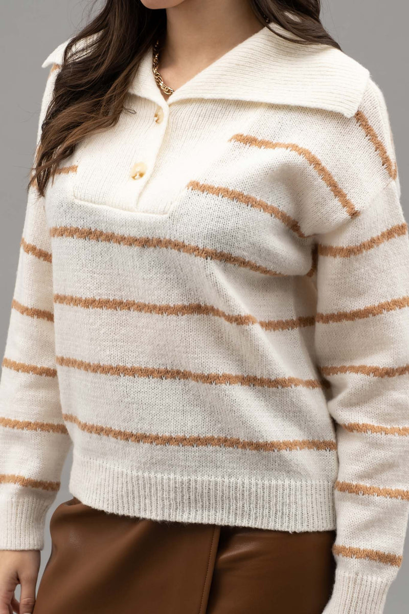 Striped Shawl Collar Knit Sweater