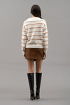 Striped Shawl Collar Knit Sweater