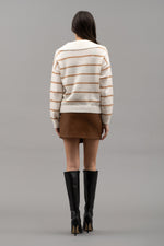 Striped Shawl Collar Knit Sweater