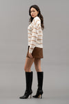 Striped Shawl Collar Knit Sweater