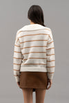 Striped Shawl Collar Knit Sweater