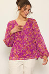 Long Sleeve Swiss Dot Printed Blouse