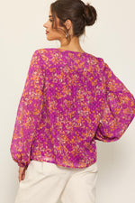 Long Sleeve Swiss Dot Printed Blouse