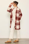 Long Sleeve Plaid Button Front Midi Cardigan