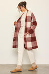 Long Sleeve Plaid Button Front Midi Cardigan