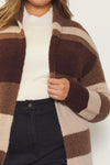 Brown Stripe Maxi Cardigan (Plus Size)