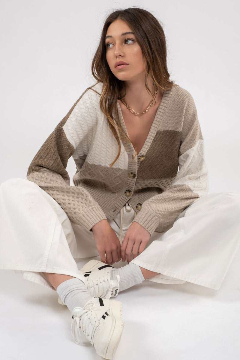Colorblock Knit Cardigan