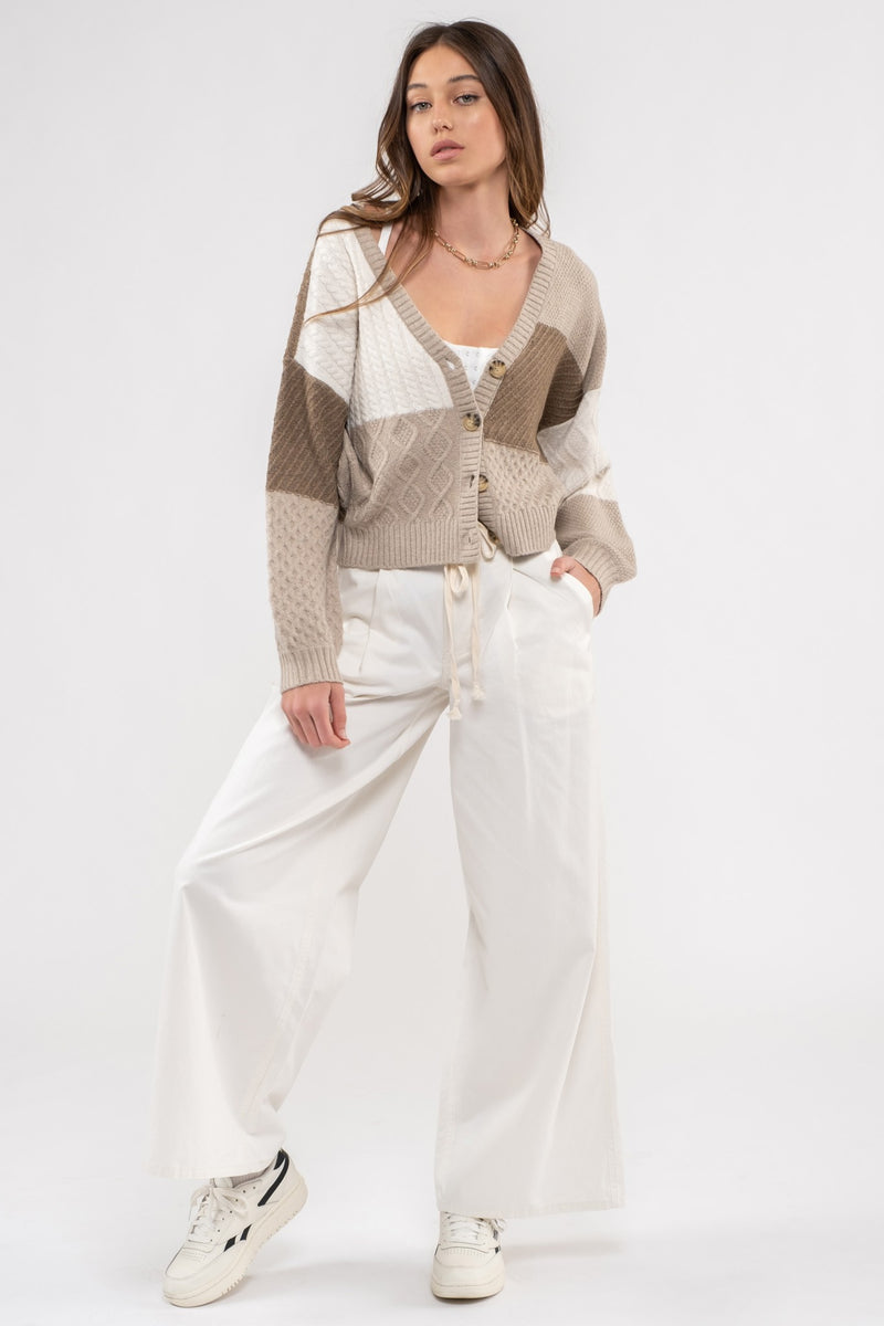 Colorblock Knit Cardigan