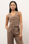 Button Front Vest (Olive)