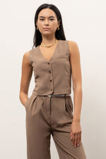 Button Front Vest (Olive)