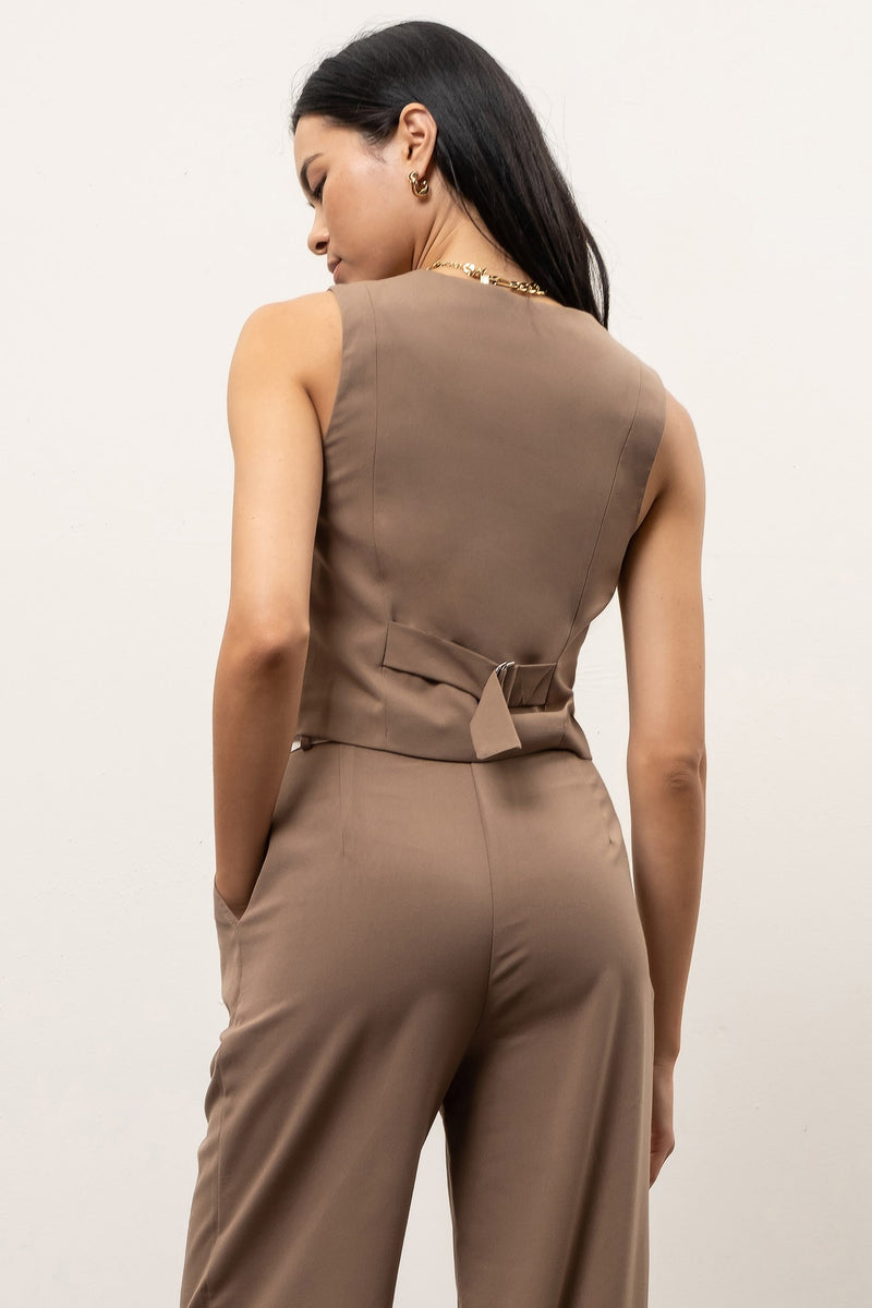 Button Front Vest (Olive)