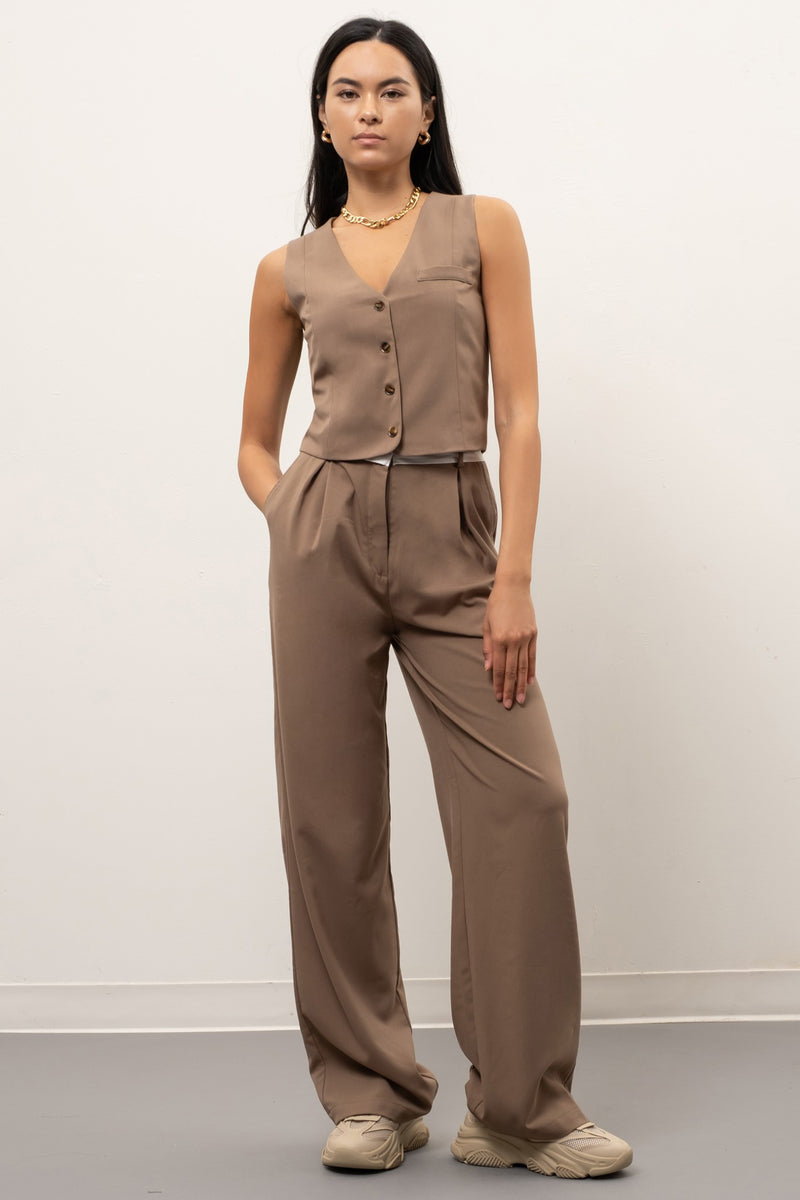 Button Front Vest (Olive)