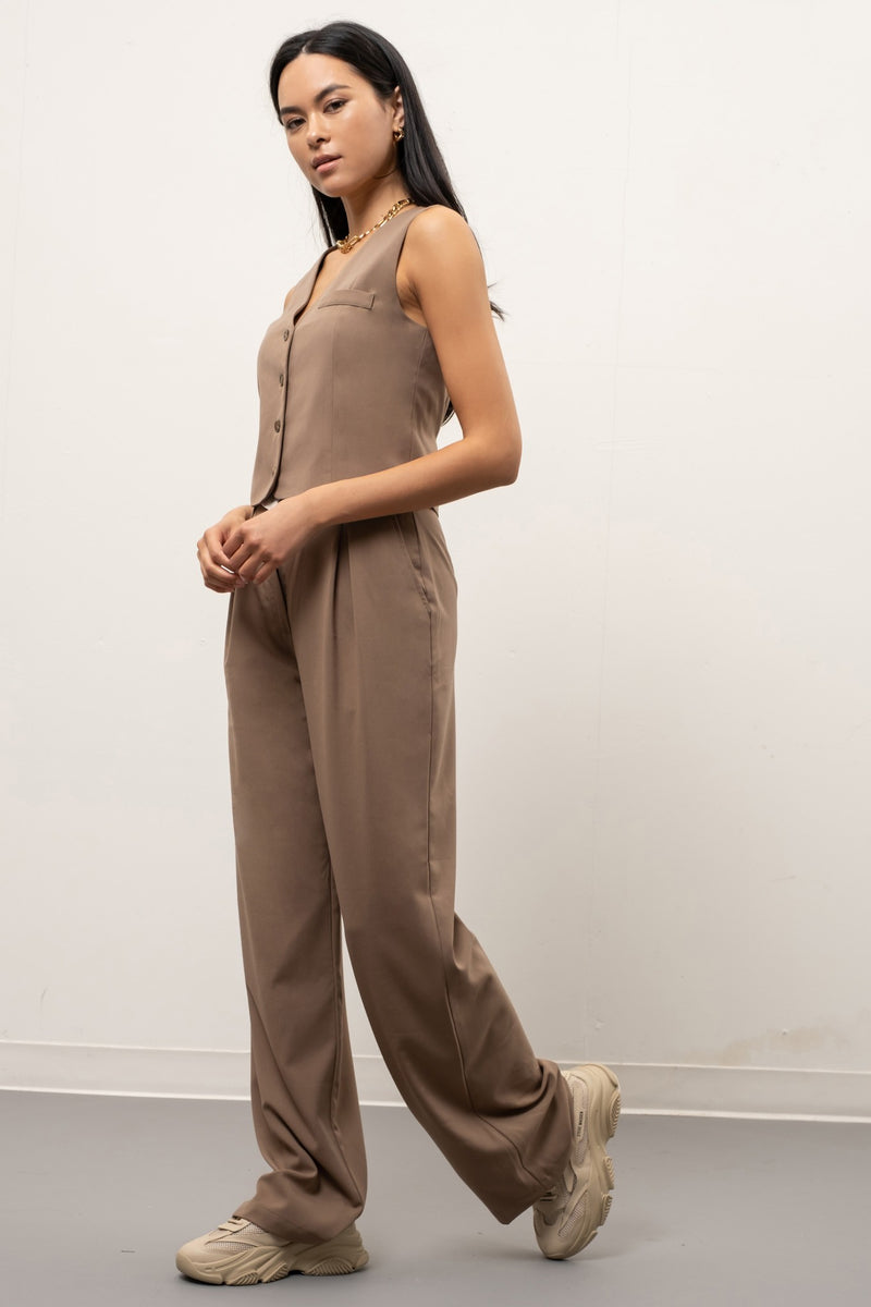 Button Front Vest (Olive)