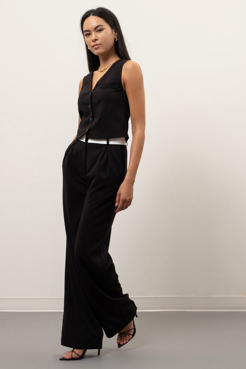 Button Front Vest (Black)