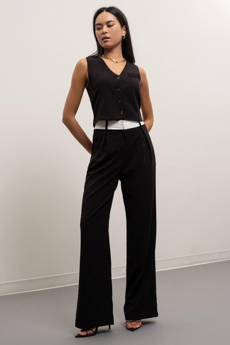 Button Front Vest (Black)