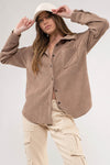 Button Front Corduroy Jacket (Plus Size - Light Mocha)