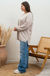 V-Neck Speckled Sweater (Plus Size - Oatmeal)