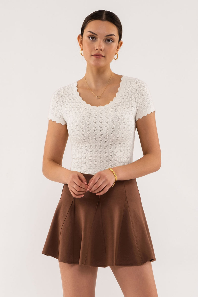 Scallop Hem Knit Top (Ivory)