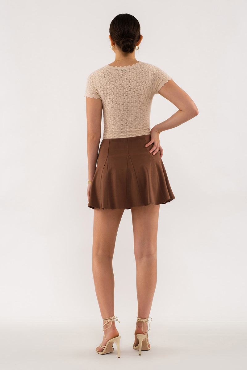 Scallop Hem Knit Top (Light Taupe)