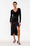 Scallop Detail Button Front Cardigan (Black)