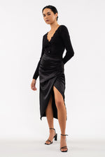 Scallop Detail Button Front Cardigan (Black)