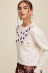 Flower Embroidery Knit Sweater