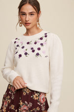Flower Embroidery Knit Sweater