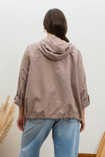 Zip Front Lightweight Hooded Jacket (Plus Size - Mocha)