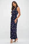 Sleeveless Knit Floral Print Jumpsuit