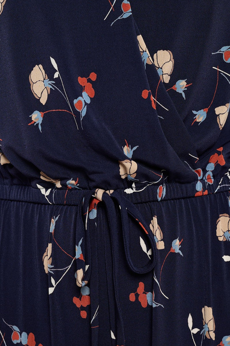 Sleeveless Knit Floral Print Jumpsuit