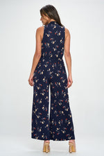 Sleeveless Knit Floral Print Jumpsuit