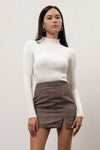 Mock Neck Rib Knit Sweater (Ivory)