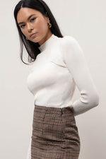 Mock Neck Rib Knit Sweater (Ivory)