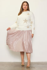 Lurex Star Pattern Pullover Sweater (Plus Size)