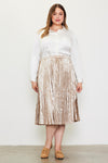 Velvet Pleated Midi Skirt (Plus Size - Champagne)