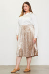 Velvet Pleated Midi Skirt (Plus Size - Champagne)